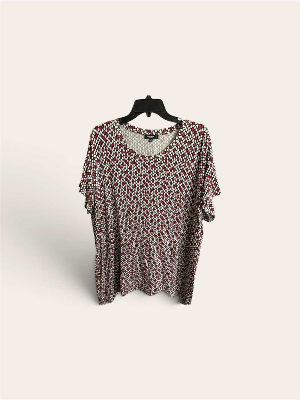 Premise Short Sleeve Tunic in Red and White Geometric Print
